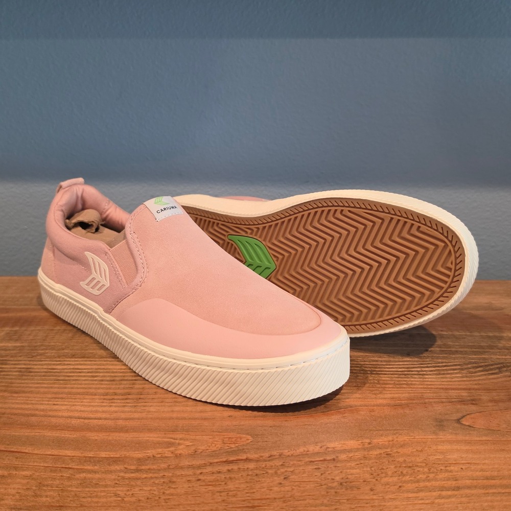 Cariuma Mens Slip On Pro Skate Shoes Pink Suede Canvas Sneakers Size 9.5